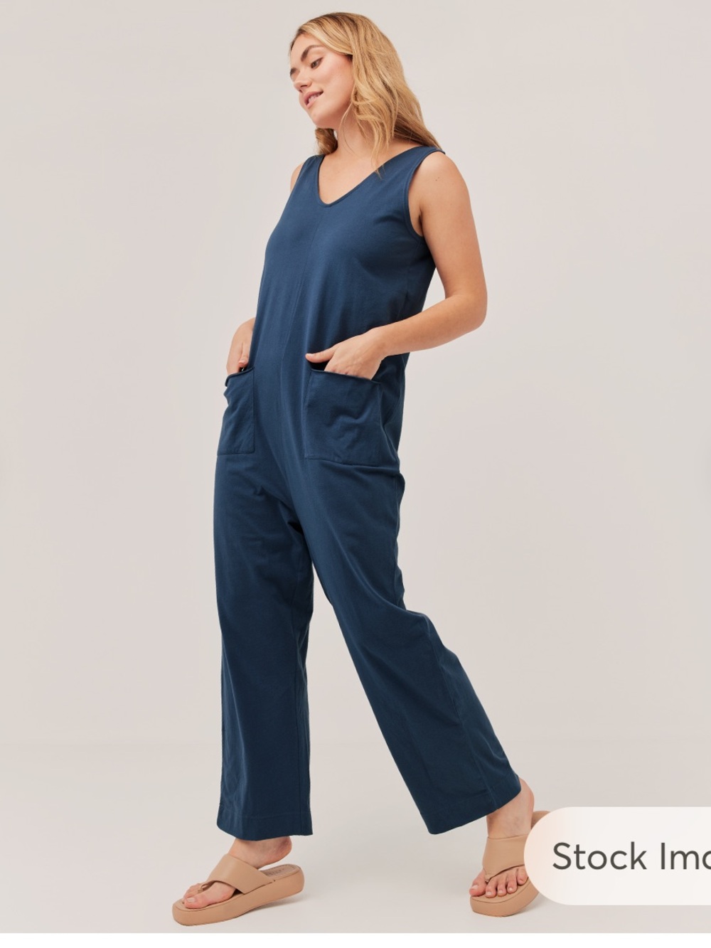 Pact Women's blue Sleeveless Wide-Leg Jumpsuit, size small - Picture 2 of 9